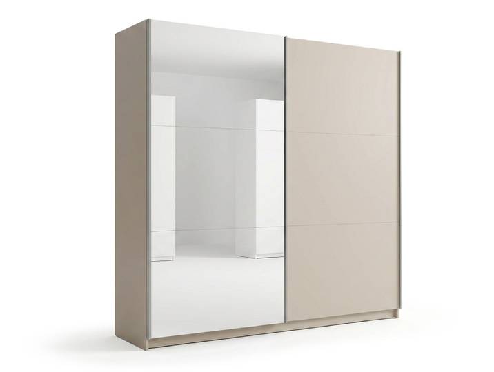 Armoire 2 portes coulissantes dont 1 miroir Lorenz Sable - Basika