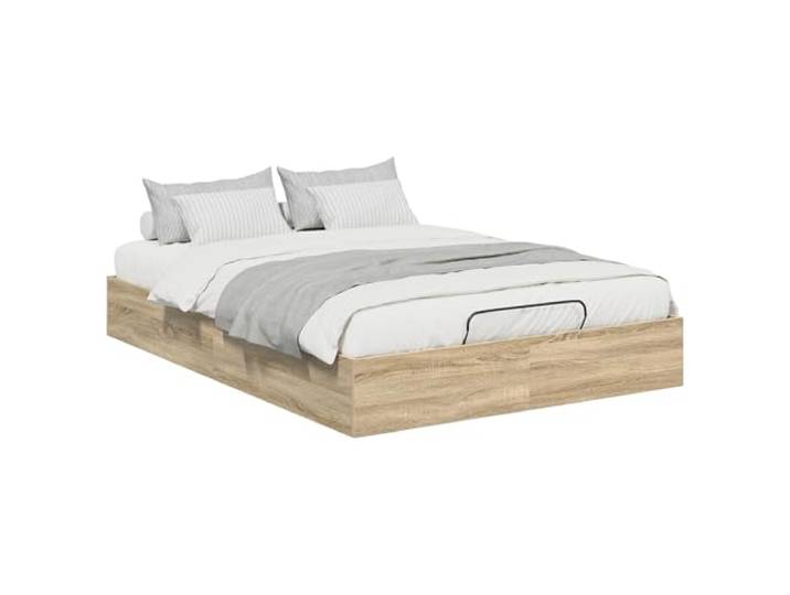 KTHLBRH Ottomanbett Eiche Sonoma 203 x 150 x 25 cm Ingenieuriertes Holz, Gasheber, Bettkasten, Kapazität 240 kg