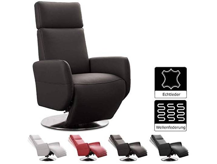 Cavadore TV-Sessel Cobra / Fernsehsessel mit Liegefunktion, Relaxfunktion / Stufenlos verstellbar / Ergonomie M / Belastbar bis 130 kg / 71 x 110 x 82 / Echtleder Mokka