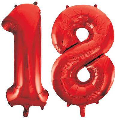XL Folienballon rot Zahl 18