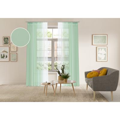 Gardine OTTO HOME "Nivva, 2er-Set, Kräuselband, transparent", grün, B:140cm H:175cm, Polyester, Gardinen, Gardine, Transparent, Kräuselband, Pflegeleicht, 2er Set