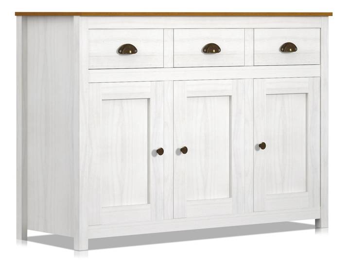TRICO Sideboard, 3 Türen, Material Massivholz, weiss /
