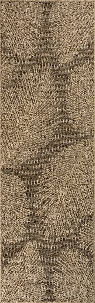The Carpet Kansas buitenkleed met palmmotief, naturel, 80 x 250 cm