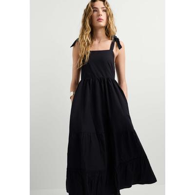 Maxikleid PEPE JEANS "Kleid LARIETA DRESS", Damen, Gr. S, Normalgrößen, schwarz, 100% Baumwolle, Kleider Maxikleid