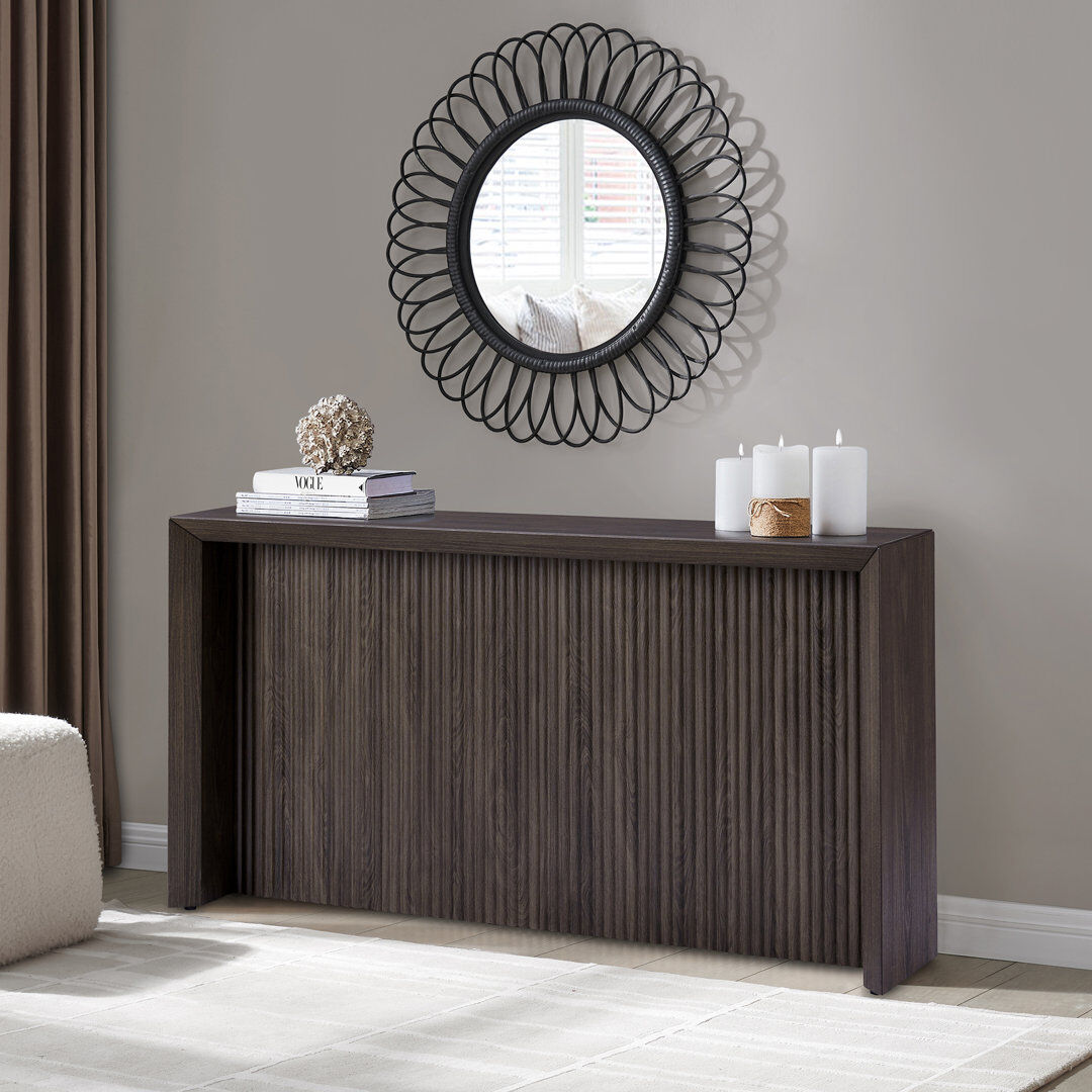 Latitude Run Adelma 56" Wide Rectangular Fluted Console Table Alder Brown