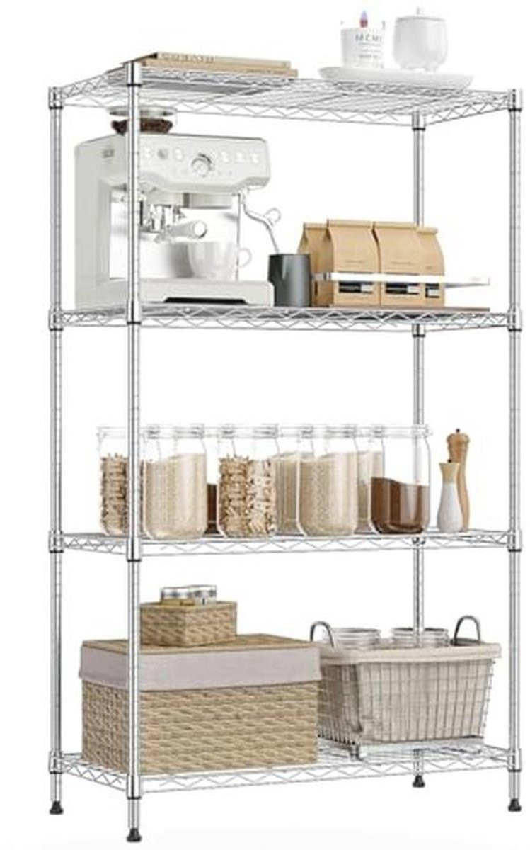 Verstelbare 4-laags Heavy Duty stalen opbergplanken voor keuken, huis en kantoor