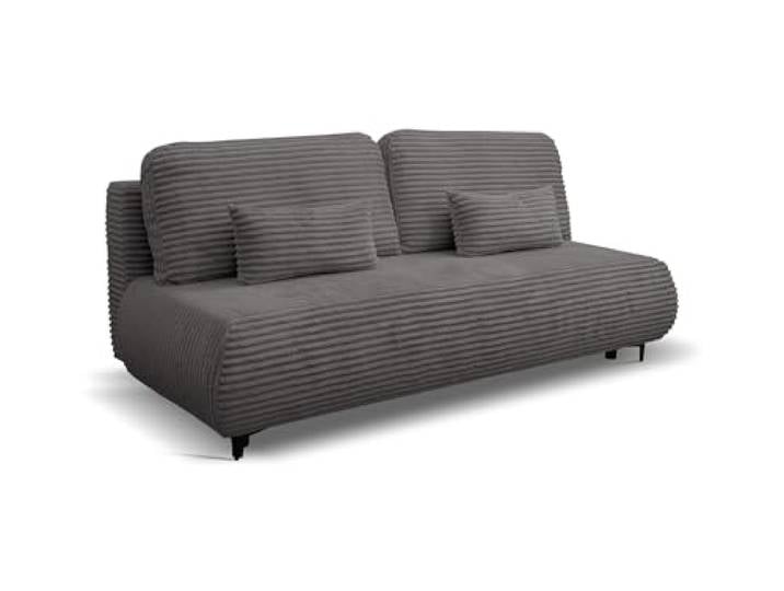 VENASI MÖBEL Ecksofa mit Schlaffunktion Etna, Grau Cordstoff Sofa mit Bettkasten, Schlaffläche 150 × 205 cm, inkl. Kissen & Aufbauanleitung