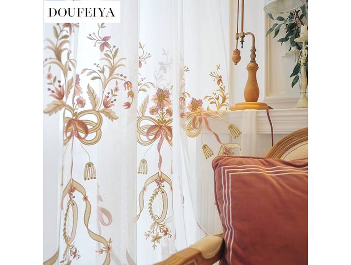 Rideaux semi-transparents et élégants brodés de luxe français, taille personnalisée, pour salon, salle à manger, chambre à coucher, Tulle blanc à la mode