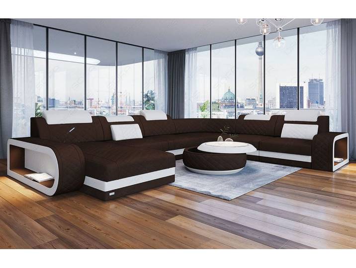 Wohnlandschaft Berlin XXL U-Form in Stoff