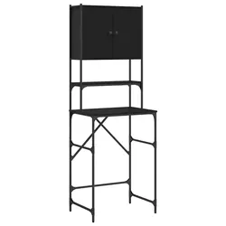 Helloshop26 - Kompakter Waschmaschinenschrank für Badezimmeraufbewahrung 68 x 48,5 x 194 cm schwarzes Holz