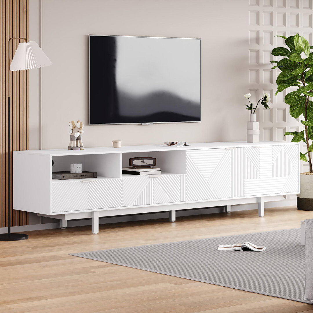Latitude Run Tv Stand With 2 Doors And 2 Drawers White 88"