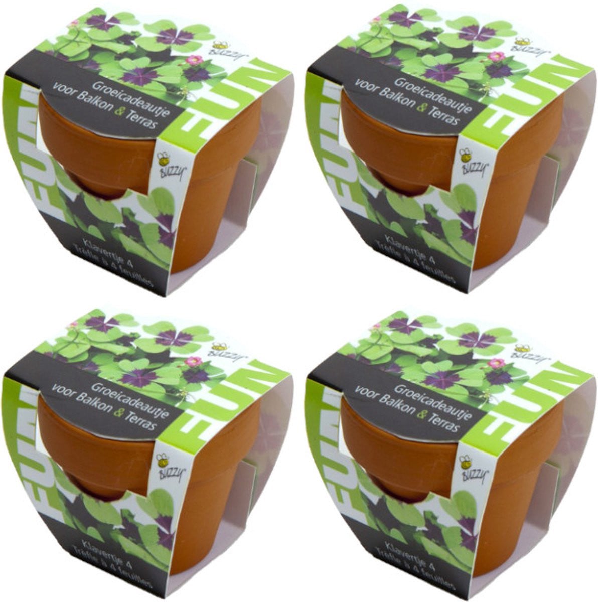 Klavertje Vier Grow Gift - 4 Minipotjes voor het kweken van klavertje vier