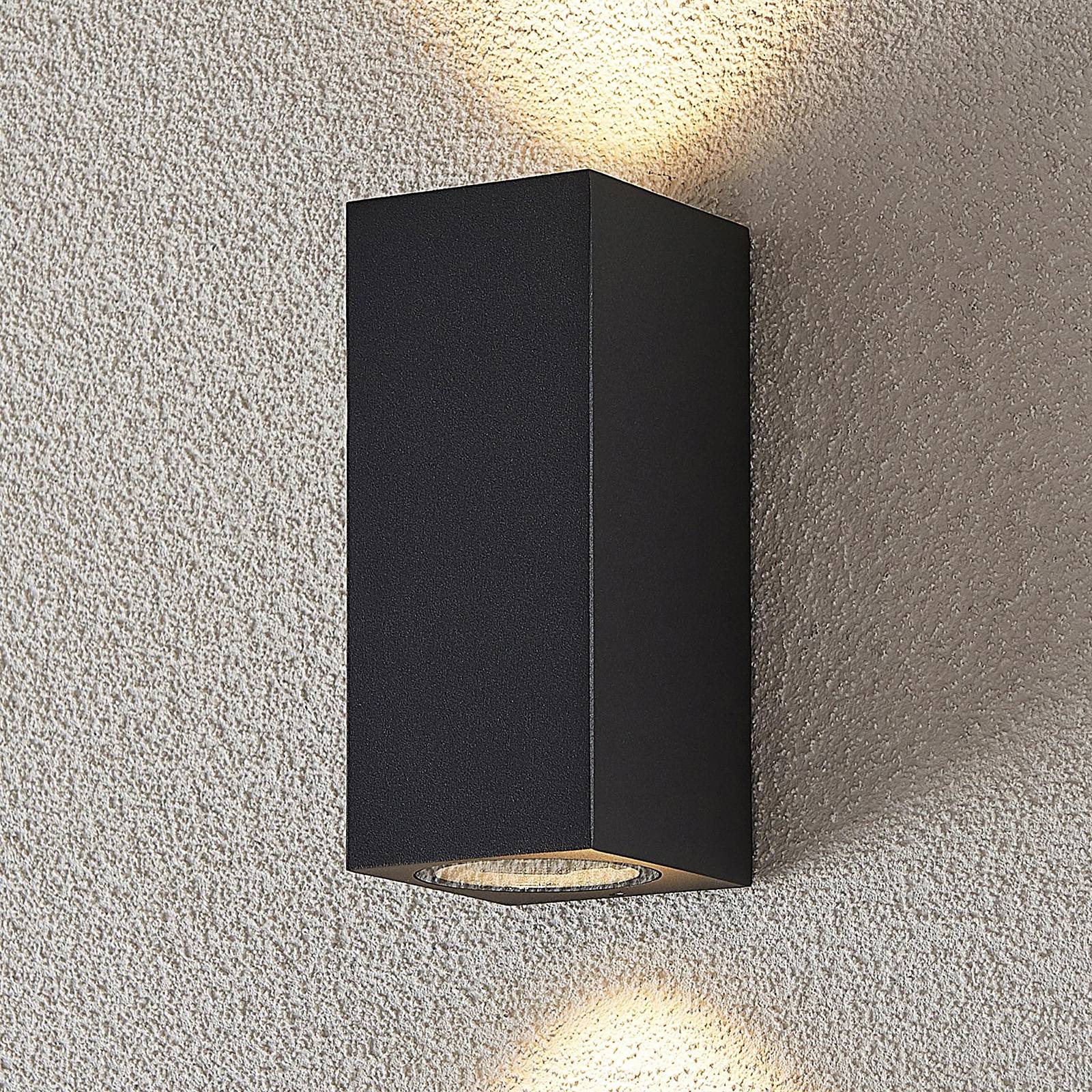 Außenwandleuchte Lavina Lucande, dimmbar, schwarz, Aluminium, Modern, Wandleuchte außen