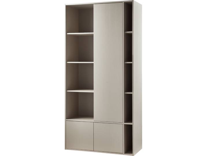 Garderobenschrank WOOOD Settle Down FSC-Kiefernholz Druckmechanismus H 218 x B 108 x T 44 cm , beige (grau), B:108cm H:218cm T:44cm, Massivholz, Schränke, Garderobenschrank, Beidseitig montierbar, Wandbefestigung empfohlen, HDF-Rückwand