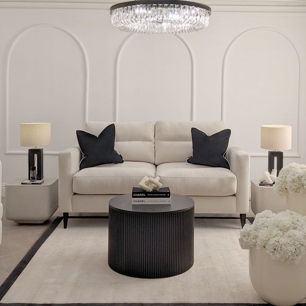 Lisbon Cream Velvet Sofa Range with Stitch Detailing, Large Sofa