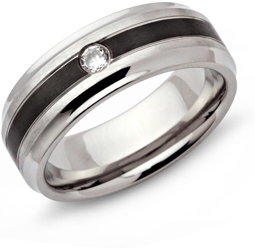 Unique Geschwärzter Edelstahlring mit Zirkonia schwarz