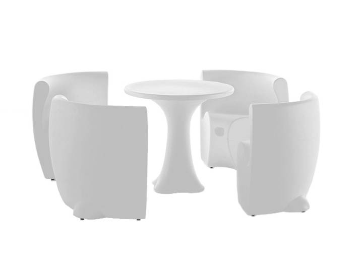 MYYOUR SET COMMUNITY table + 4 chaises RHONDA (Blanc - Gaufré imprimé)