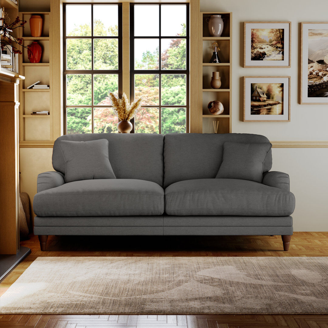 ClassicLiving Adaku 3 Seater Sofa Charcoal/Burnished Beech 95cm H X 204cm W X 112cm D