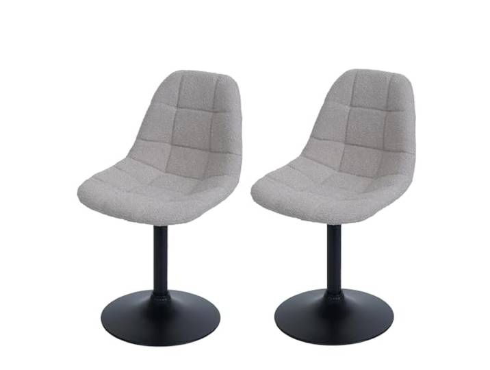 CHEFGASTRO 2er-Set Esszimmerstuhl HxBxT 83x47x43cm Sitzhöhe 47cm Stahl Stoff/Textil Bouclé Taupe Küchenstuhl Stuhl Drehstuhl