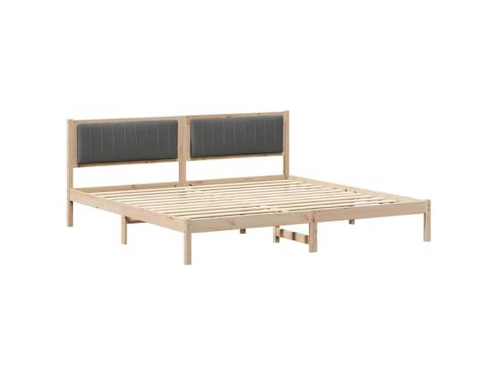 PUGYNBK Bettgestell aus Kiefernholz, 200 x 200 cm, dunkelgrau Kopfteil aus Polyester, Schaumstoffpolsterung, solide Beine, moderner Stil