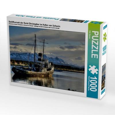 CALVENDO Puzzle Schiffswrack der Saint Christopher im Hafen von Ushuaia | 1000 Teile Lege-Größe 64x48cm Foto-Puzzle für glückliche Stunden