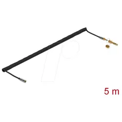 DELOCK 85834 - Klinke 3,5 mm Stecker/Buchse, 1x 6,35mm Adapter, Spiral, 5 m