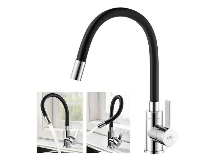 LuxusKollektion Küchenarmatur Wasserhahn Küche Schwarz mit Flexibler Auslauf Hochdruck 360° Drehbar