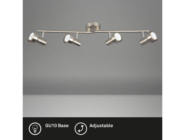 LED Deckenleuchte Spotleuchte 4xGU10 schwenkbar 3000K 12W Matt-Nickel Briloner