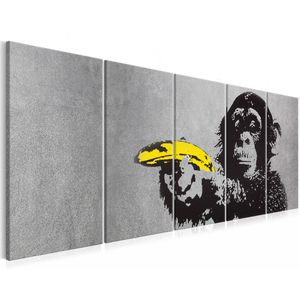 Artgeist Wandbild Monkey & Banana, Leinwand, mehrteilig, 225 x 90 cm