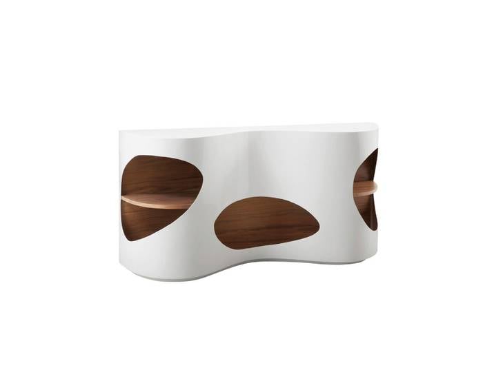 Livetastic Sideboard, Walnuss, Weiß Hochglanz, 150x75x40 cm, stehend, Wohnzimmer, Kommoden & Sideboards, Sideboards
