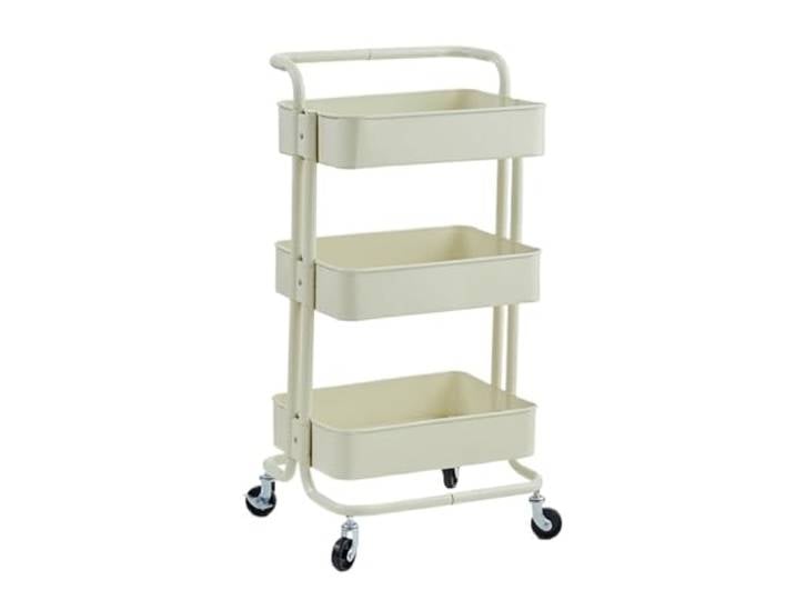 DFHetFH Rollwagen 3-Tier Roll Utility Cart Organisation Lagerwagen for Office Home Küche Küchenwagen(Beige)