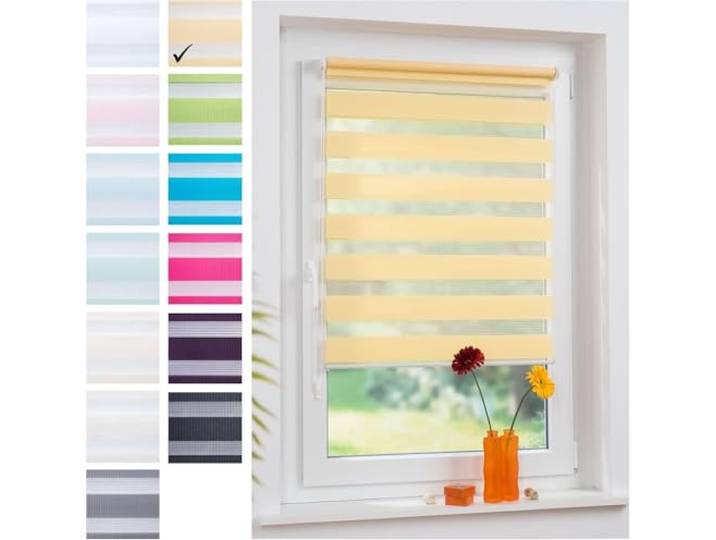 Liedeco® Duo Rollo Klemmfix - 100 x 160 cm Lemon Yellow/lichtdurchlässig/stufenlos verstellbar/leichte Innen-Montage ohne Bohren mit Klemmträgern