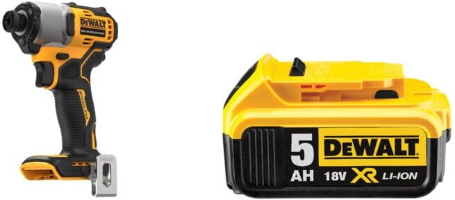 Set DeWalt 18V XR Akku-Schlagschrauber, 1/4 + DeWalt 18,0V / 5,0 Ah Ersatz-Akku