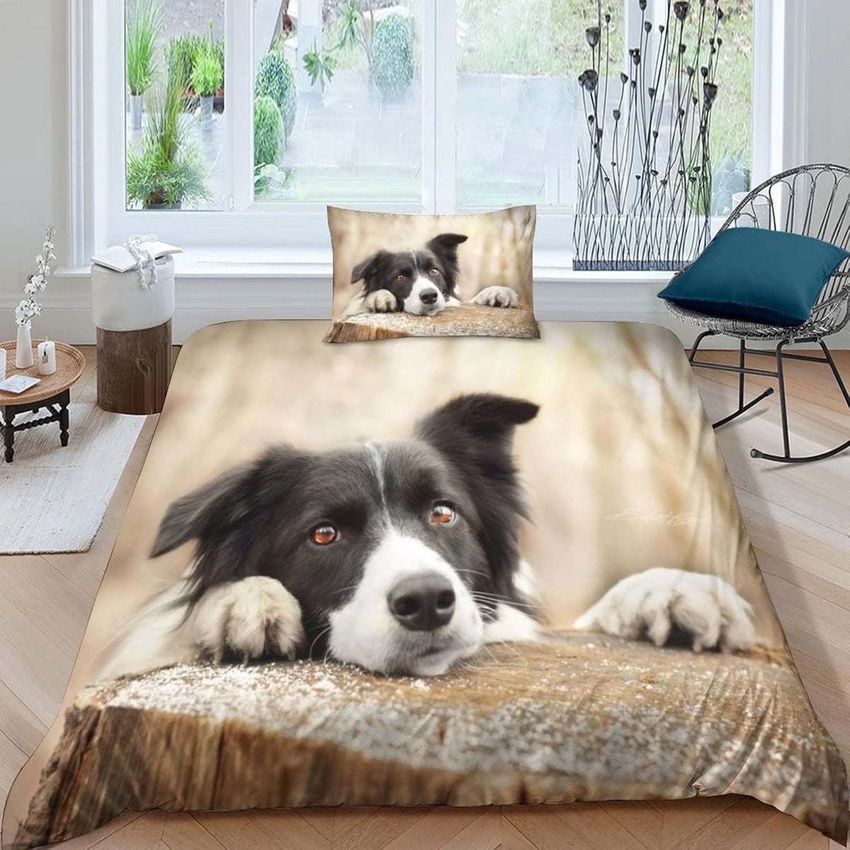 Dekbedovertrek Set met Border Collie Dierenprint voor Volwassenen