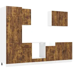 vidaXL 7-tlg. Küchenschrank-Set Porto Räuchereiche Holzwerkstoff