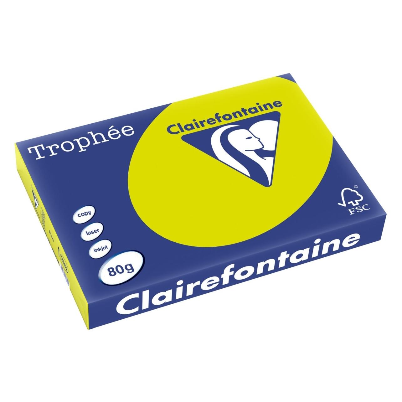 Clairalfa Multifunktionspapier Troph'e, A3, neongrn (A3, 500 Blätter, 80 g/m²) (2882C)