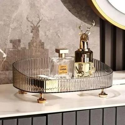 Uplift Picks Clear Bathroom Vanity Tray Large Capacity Perfume And Skincare Organizer gray