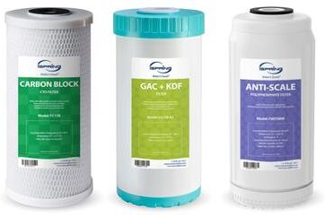 iSpring F3WGB31BKDS Whole House Water Filter Pack, Reduces Heavy Metals, Scale, Chlorine, Hydrogen Sulfide, Fits WGB31B-KDS