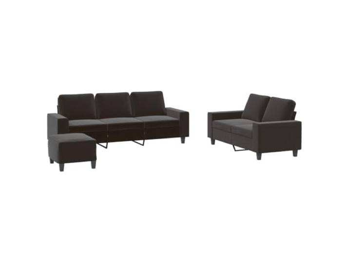 Coespram 3-tlg. Sofagarnitur Schwarz, 2- & 3-Sitzer Sofa mit Hocker Atmungsaktiver Stoffbezug und flexibler Polsterhocker schaffen eine gemütliche Wohlfühloase im modernen Wohnzimmer.