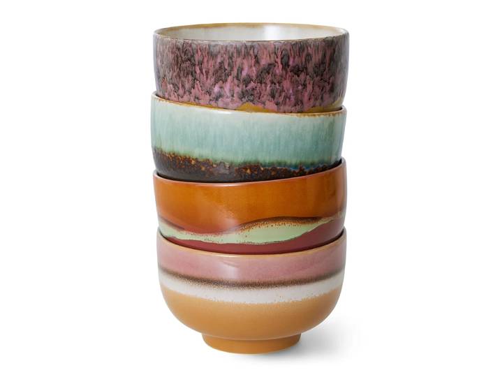 HKliving - 70's Nudelschale, Ø 13,5 cm, geyser (4er-Set)