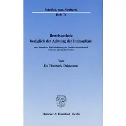 Beweisverbote bezüglich der Achtung der Intimsphäre, Fachbücher von Theoharis Dalakouras