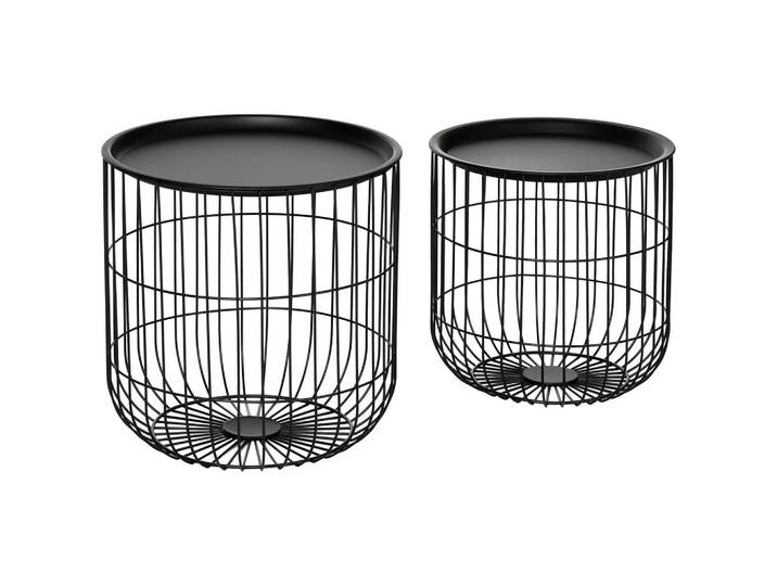 Homcom Couchtisch-Set rund, Stahl, Schwarz, Metall, 40x40x40 cm, Wohnzimmer, Wohnzimmertische, Couchtische
