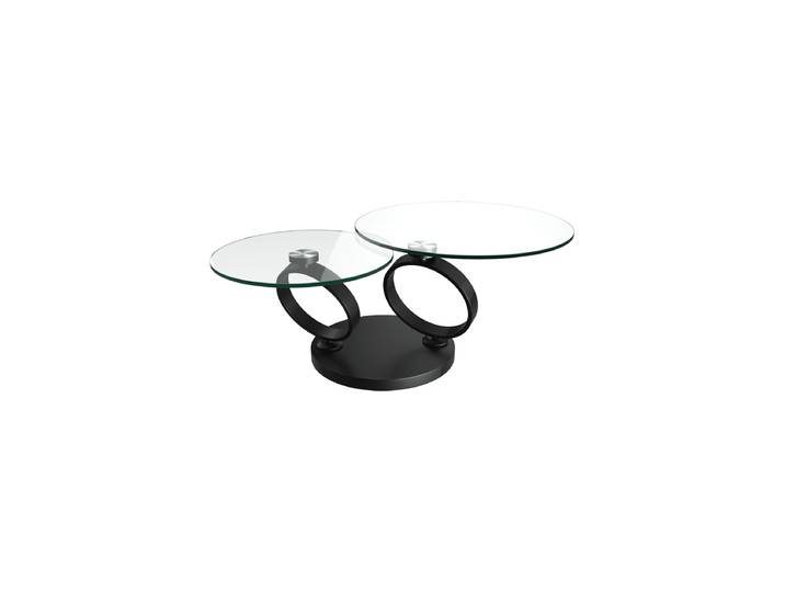 Ausziehbarer, flexibler Design Couchtisch „Eolia Black“ Glas transparent Akante Design