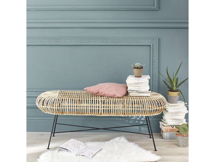 Banc en rotin et métal
