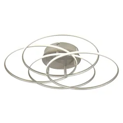 LED Designleuchte Ringe beweglich Deckenleuchte silber Wohnzimmerlampe, Alu, 55W 4650Lm neutralweiß, DxH 51,5x11,4 cm