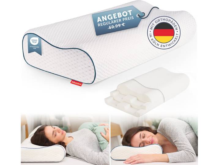 Blumtal Orthopedisch Neksteunkussen van Traagschuim - Ergonomisch Kussen met Individuele Hoogteverstelling - Anti-Snurkkussen voor Zijslapers\, Buikslapers en Rugslapers