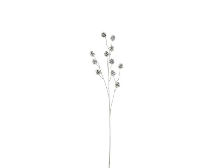 J-Line Tak Dennenappels Driedelig Glitter Plastiek Zilver - 12 stuks