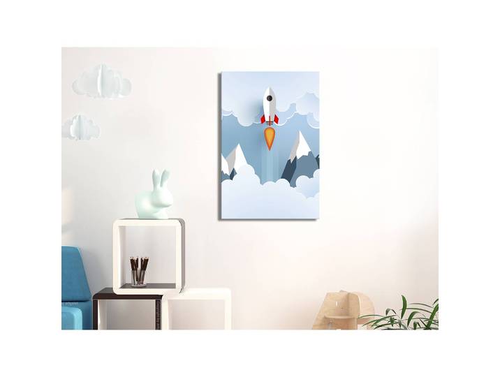 Tableau déco Rocket in the Clouds Lin Bleu 40 x 60cm