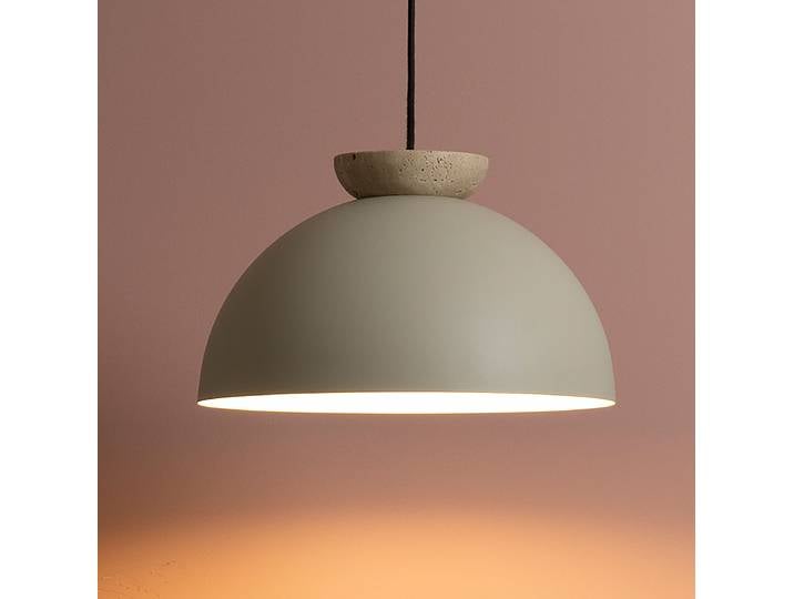 Suspension marbre Ø 35cm Beige Fer verni Marbre E27