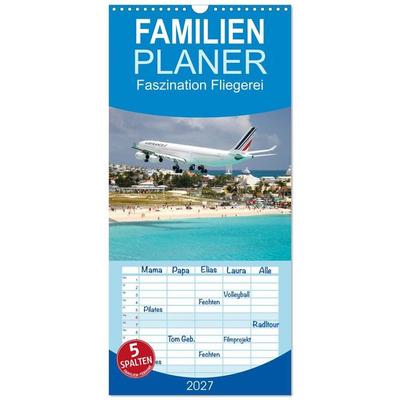 Familienplaner 2027 - Faszination Fliegerei mit 5 Spalten (Wandkalender, 21 x 45 cm) CALVENDO